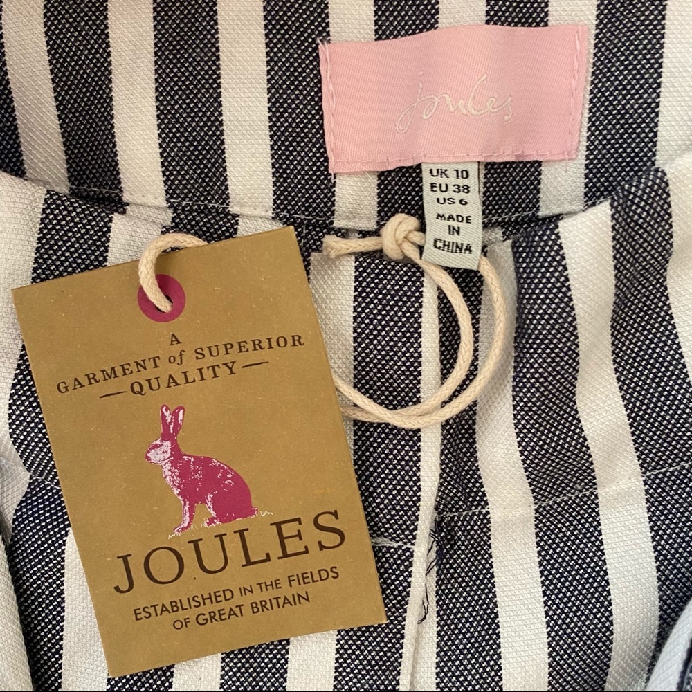 NWT Joules Blue and Cream Striped Baggy Linen Pants - Picture 5 of 8